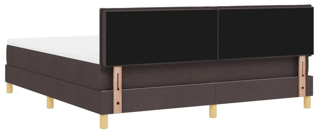 Box Spring Ágy Matrac és LED Sötétbarna 180x200 cm Szövet