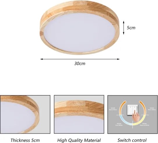 Brilagi - LED mennyezeti lámpa WOODLINE LED/24W/230V 3000/4000/6000K tölgy átm. 30 cm