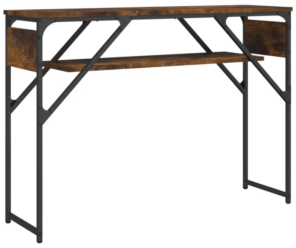 füstös tölgy színű szerelt fa tálalóasztal polccal 105x30x75 cm