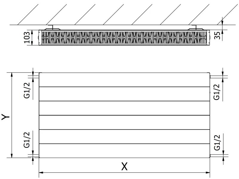 Mexen CL22 Line, panelradiátor 900 x 1200 mm, oldalsó csatlakozás, 2639 W, fekete, W422L-090-120-70