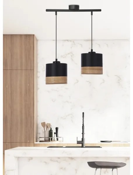 Csillár zsinóron PORTO 2xE27/60W/230V fekete/barna