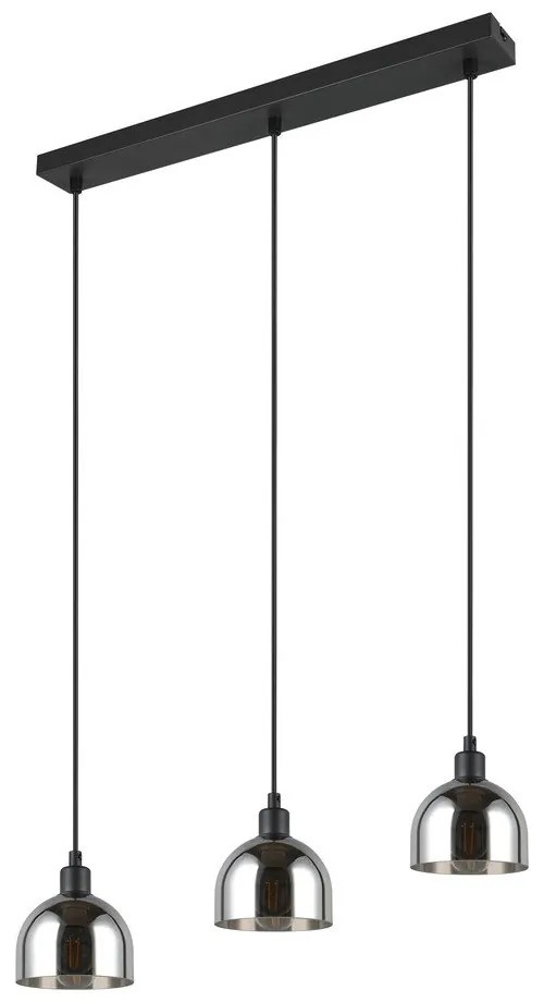 Fekete-ezüstszínű függőlámpa üveg búrával Molly – Reality