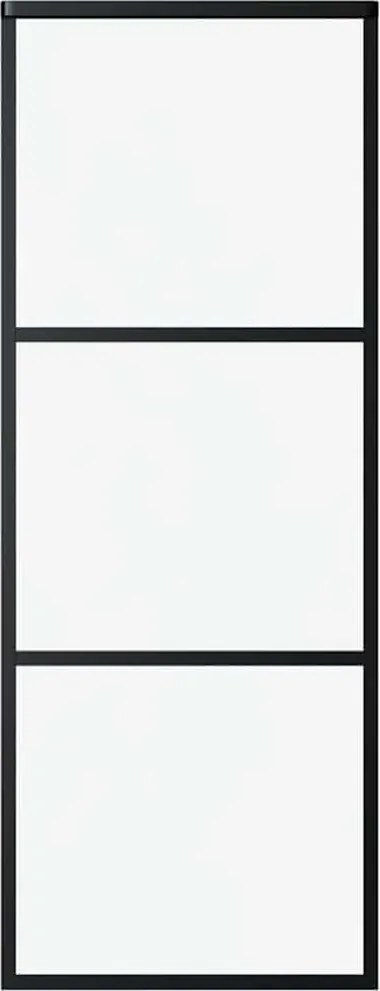 vidaXL fekete ESG üveg és alumínium tolóajtó 3 paneles 76 x 205 cm
