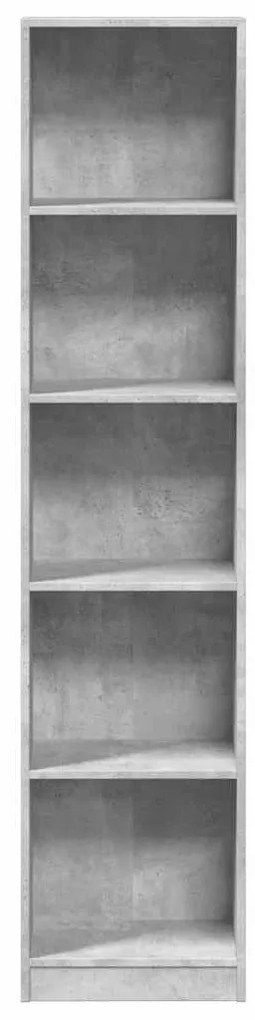 betonszürke szerelt fa könyvespolc 40 x 24 x 176 cm