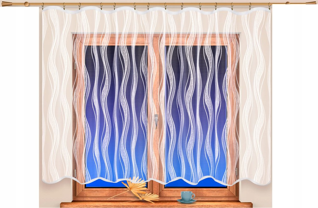 Mg Függöny jacquard 3904 Fehér 240X180 szalaggal