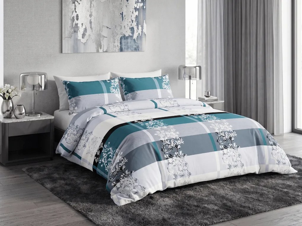 Poliészter-pamut ágyneműhuzat LUXURY türkiz Ágyneműhuzat mérete: 2 db 70 x 90 cm | 200 x 220 cm