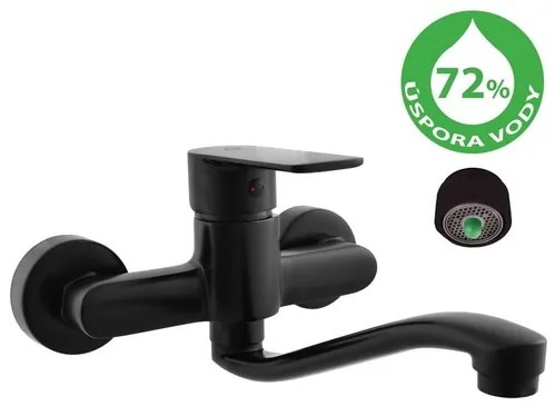 RAV SLEZÁK Vltava mosogató csaptelep forgó karral 150 mm fekete vte401.5/26cmat VTE401.526CMAT