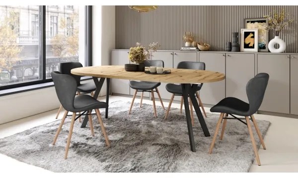 Bővíthető étkezőasztal ARTUR artisan tölgy/fekete