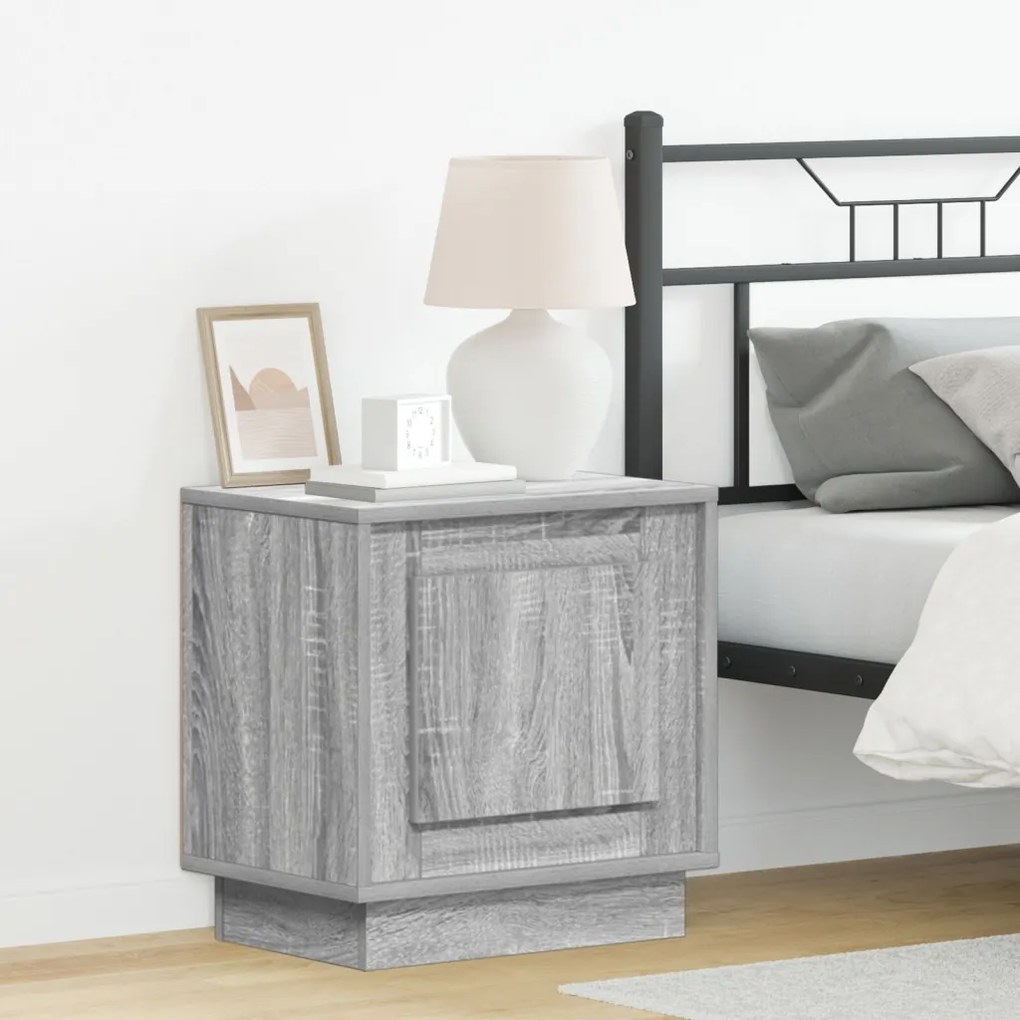 Éjjeli szekrények LED világítással 2 db Szürke Sonoma 44x34,5x45 cm