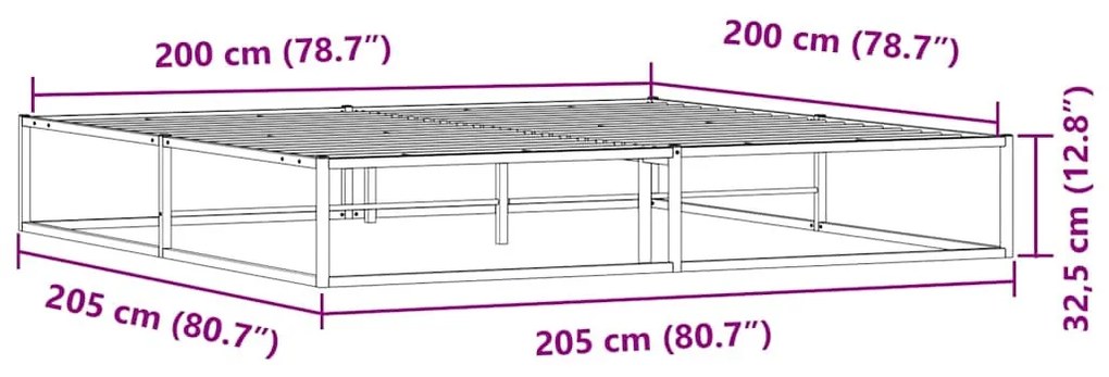 ágykeret matrac nélkül fehér 200x200 cm fém ágykeret
