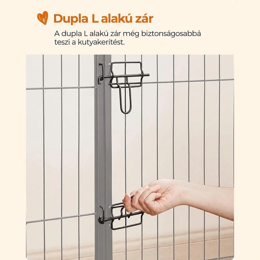 FEANDREA 8 paneles kutyakifutó és kisállat járóka, 80 x 100 cm-es elemekkel, beltérre és kültérre