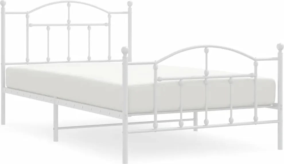 vidaXL fehér fém ágykeret fej- és lábtámlával 100x200 cm
