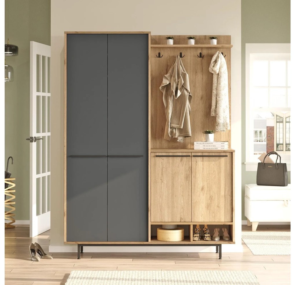 Előszoba fal Opuntia 1 (tölgy + antracit) . Akció -25%. 1102434