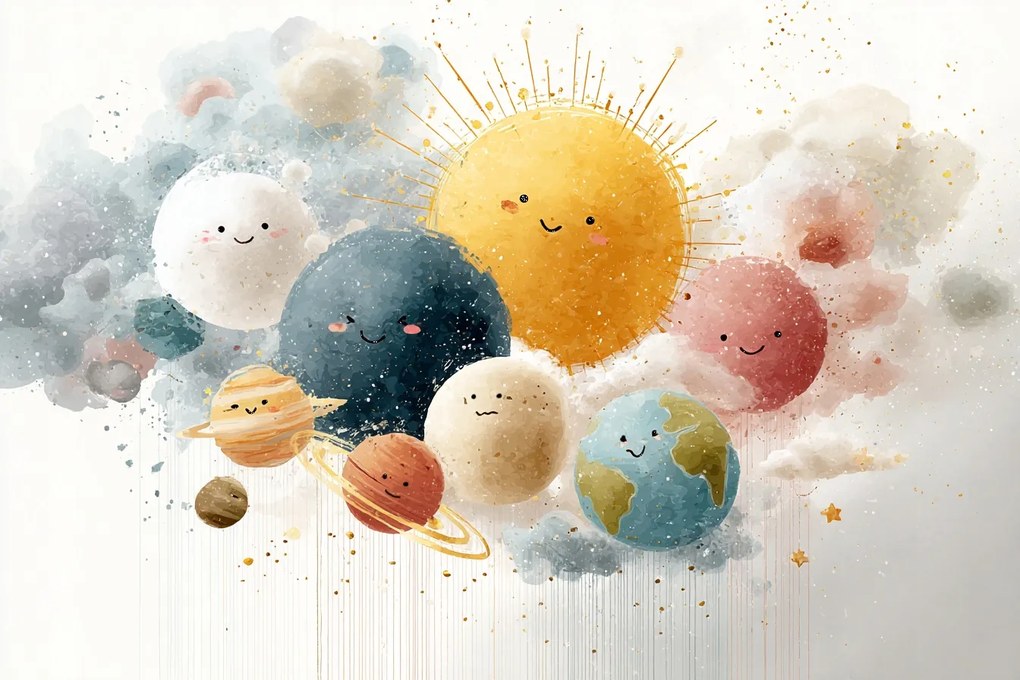 Fotótapéta Flizelina Gyerekek Kozmosz Bolygók Nap Csillagok 208x146 ragasztó