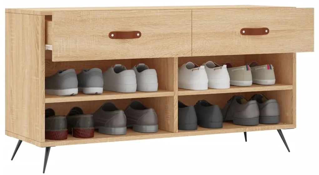 vidaXL sonoma tölgy színű szerelt fa cipőpolc 102x35x55 cm
