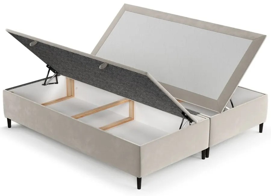 Krémszínű kárpitozott ágyneműtartós franciaágy 180x200 cm Tate – Maison de Rêve