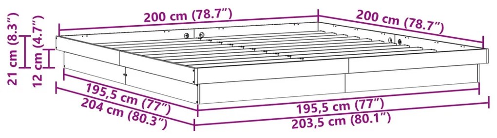 vidaXL Ágykeret Természetes 200 x 200 cm Tömör fenyőfa
