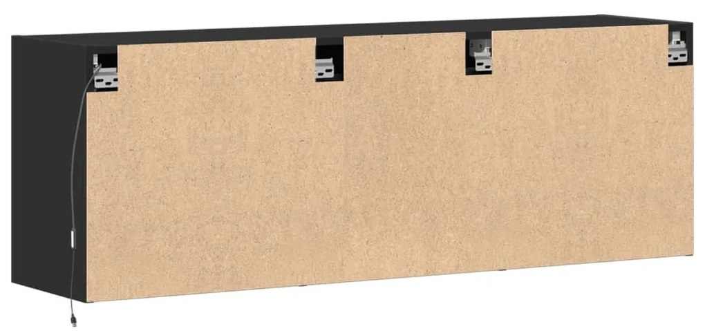 fekete fali TV-szekrény LED-világítással 130x31x45 cm