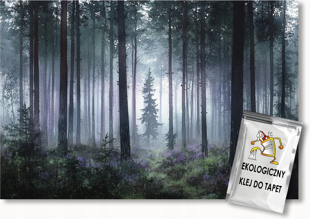 Fotótapéta Flizelina Tájkép Erdő Fák Virágok Köd Sötétség 208x146 ragasztó