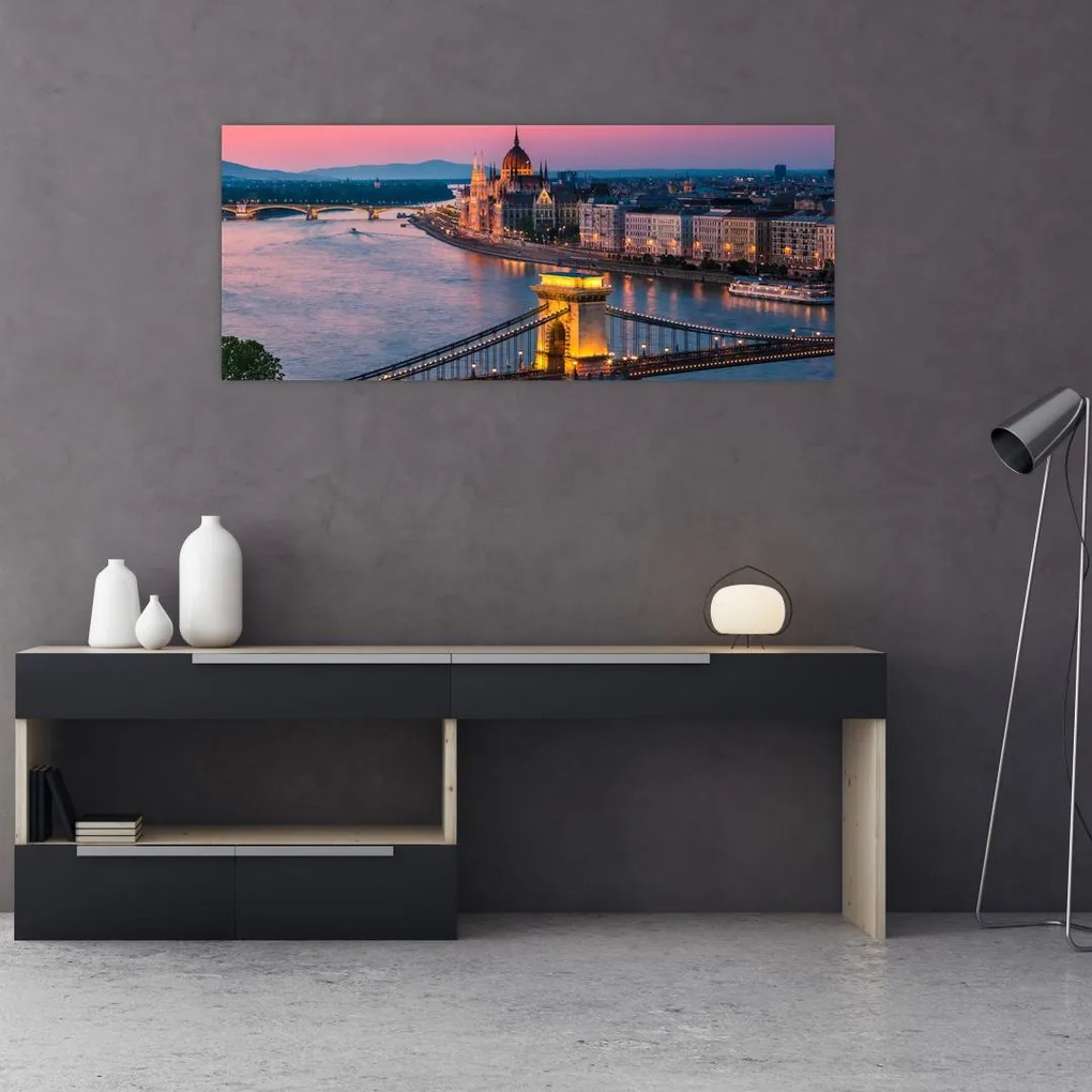 Kép - panoráma a városra, Budapest, Magyarország (120x50 cm)