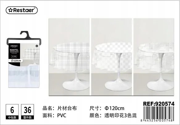 Átlátszó Abrosz Pvc Mintával Ø120cm