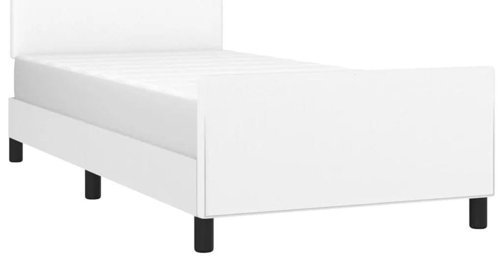 fehér műbőr ágykeret fejtámlával 90 x 200 cm