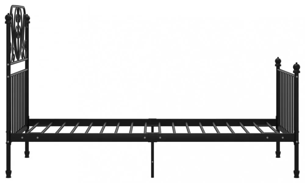 fekete fém ágykeret 90 x 200 cm