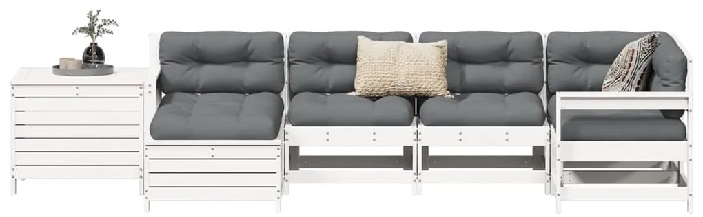 vidaXL fehér 7 részes tömör fenyőfa kerti kanapészett