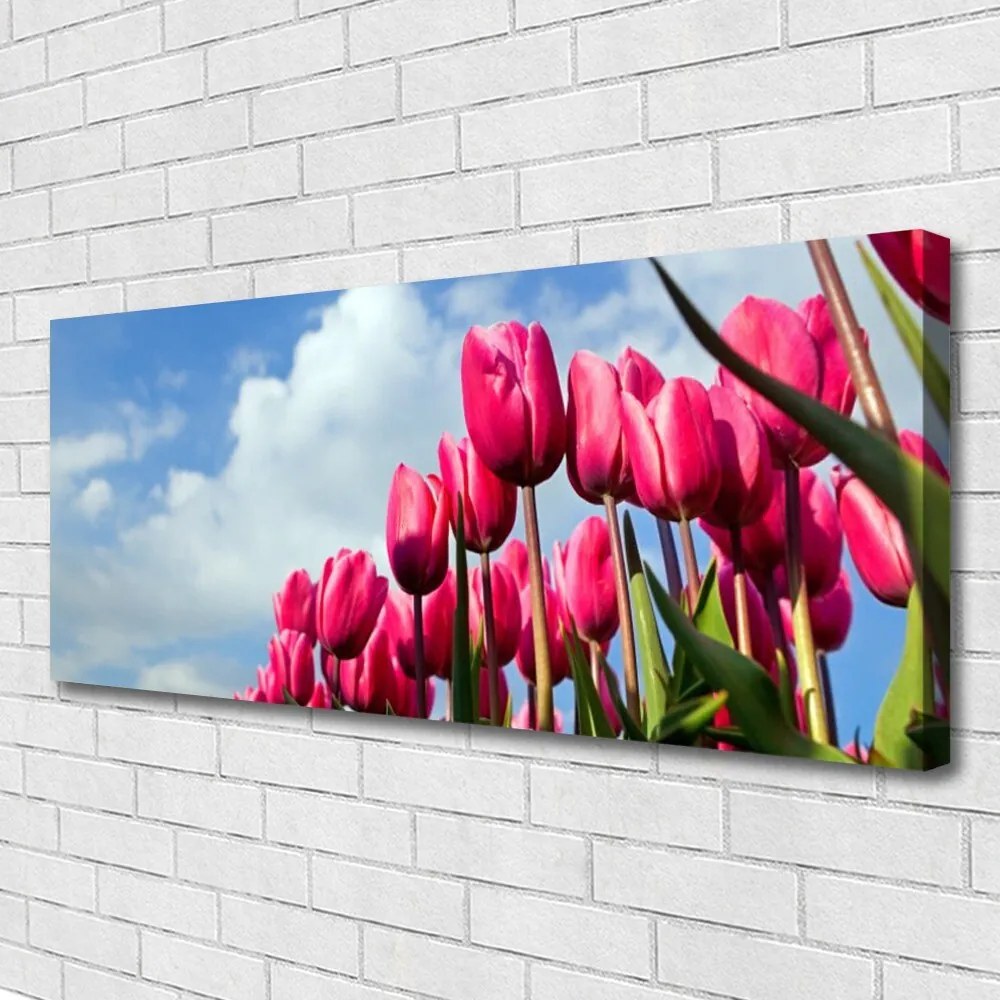 Vászonfotó Tulipán Fal 140x70 cm