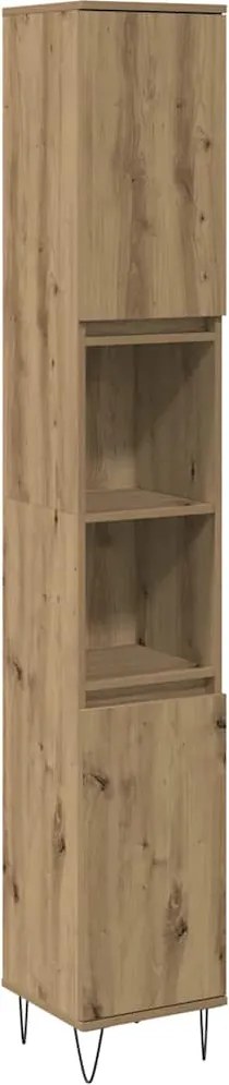 vidaXL kézműves tölgy színű szerelt fa fürdőszobaszekrény 30x30x190 cm
