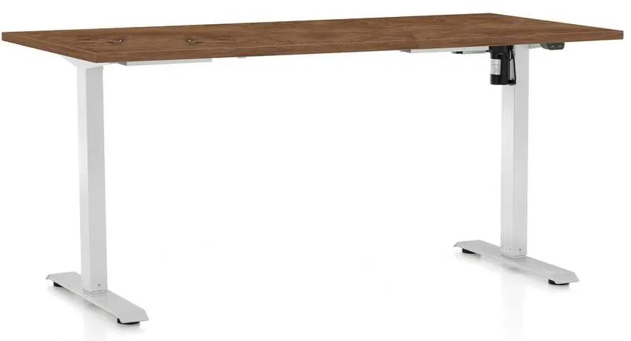 OfficeTech A állítható magasságú asztal, 160 x 80 cm, fehér alap, silverjack tölgy