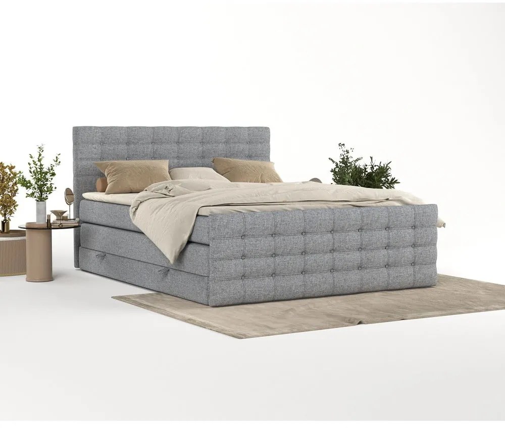 Szürke ágyneműtartós boxspring ágy 160x200 cm Blend – Maison de Rêve