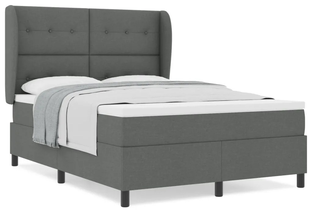 Boxspring Ágy Matrac Készlettel - Sötétszürke, 160x200 cm Szövet