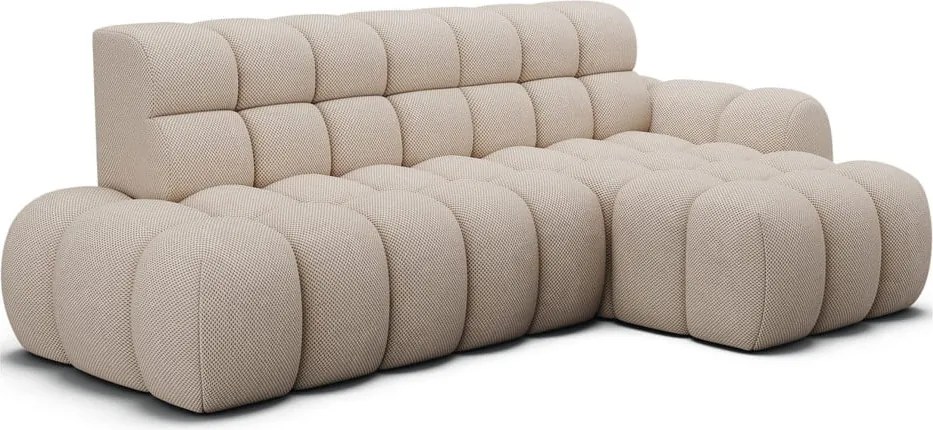 Bézs kinyitható sarokkanapé (jobb oldali-heverő résszel) Ceedro – ELTAP