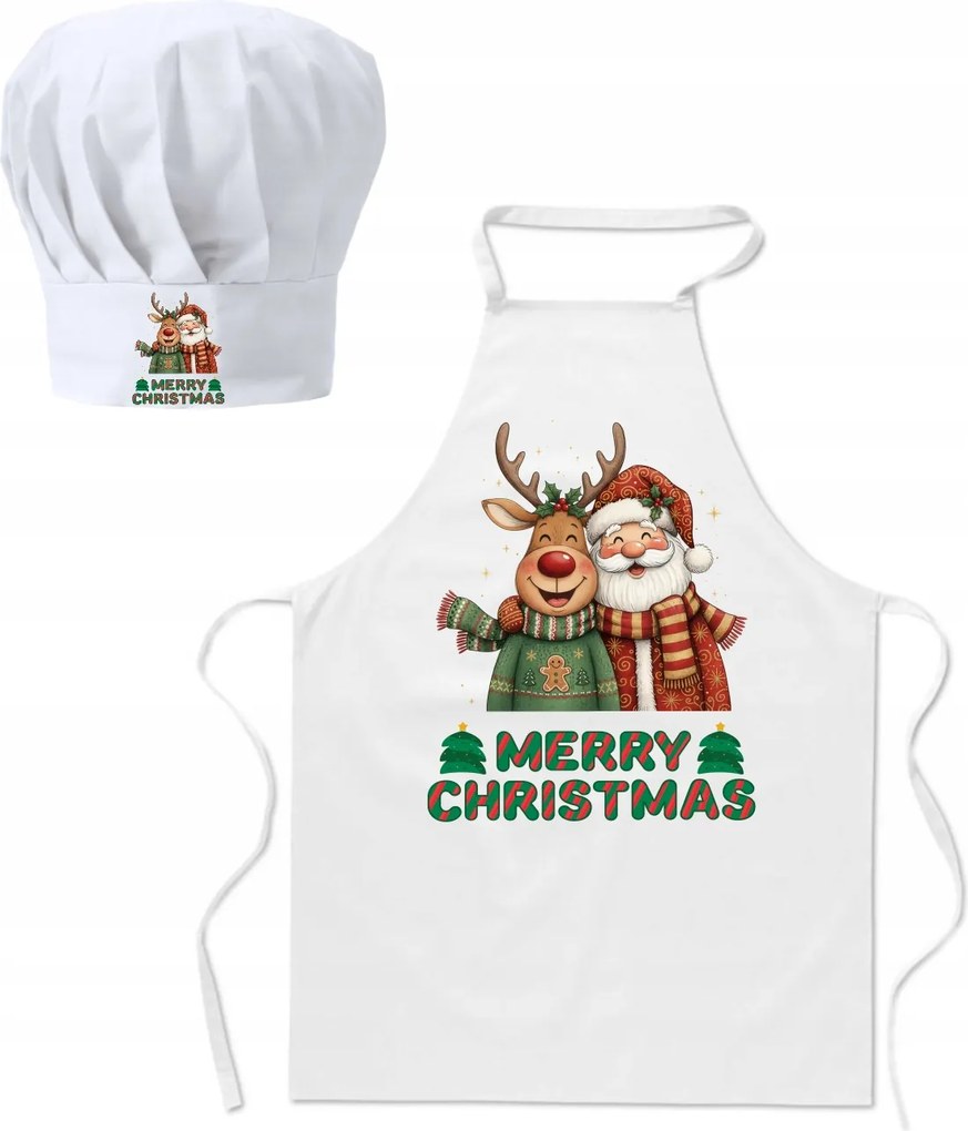 Karácsonyi készlet Konyhai kötény Szakács sapka Merry Christmas