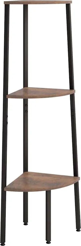 vidaXL 3 szintes sötétbarna és fekete sarokpolc 45,5 x 31,5 x 120 cm