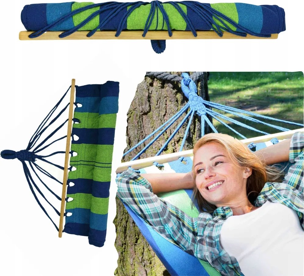 Strapabíró Brazil Kerti Függőágy 200x80 cm 110 kg-ig Fa váz