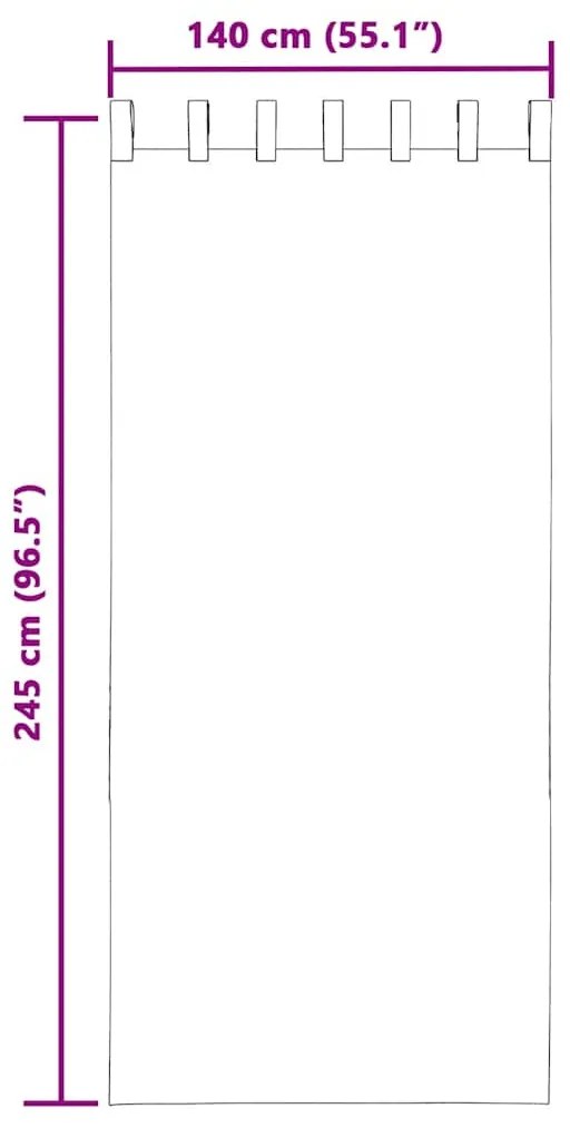 vidaXL 2 db fekete fátyolfüggönyök fülecske tetejével 140x260 cm