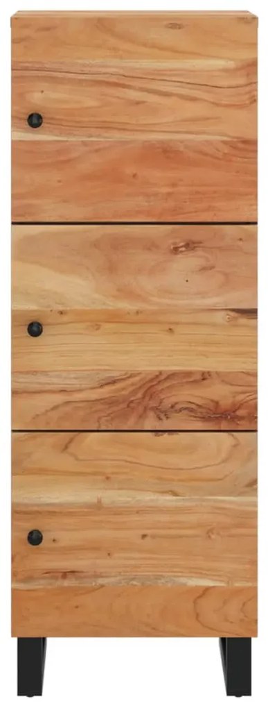 tömör akácfa és vas magasszekrény 3 ajtóval 40x33x110 cm