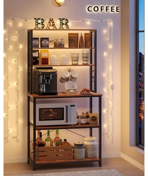 Konyhai polcos állvány MARGE barna/fekete