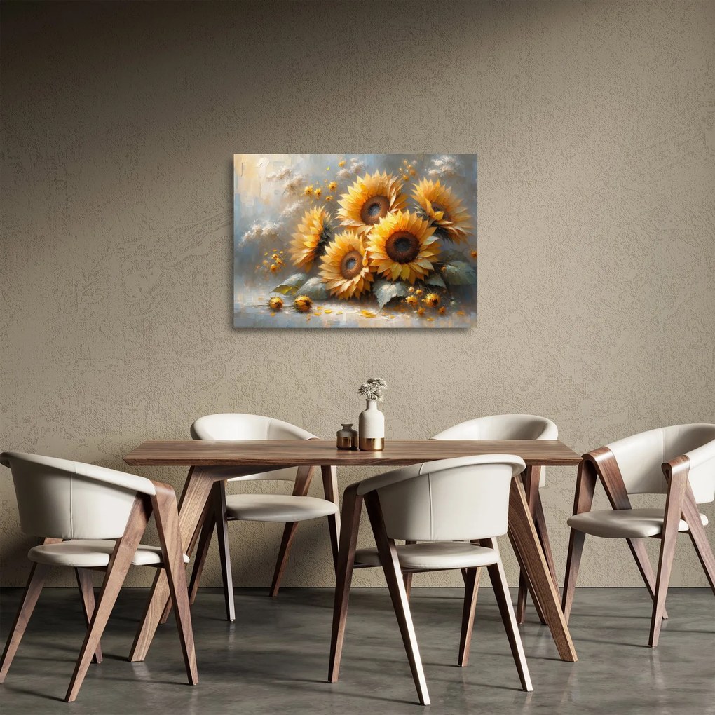 Üveg kép - Napraforgók festménye (70x50 cm)