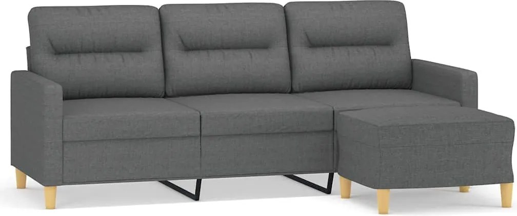 vidaXL 3 személyes sötétszürke szövet kanapé lábtartóval 180 cm