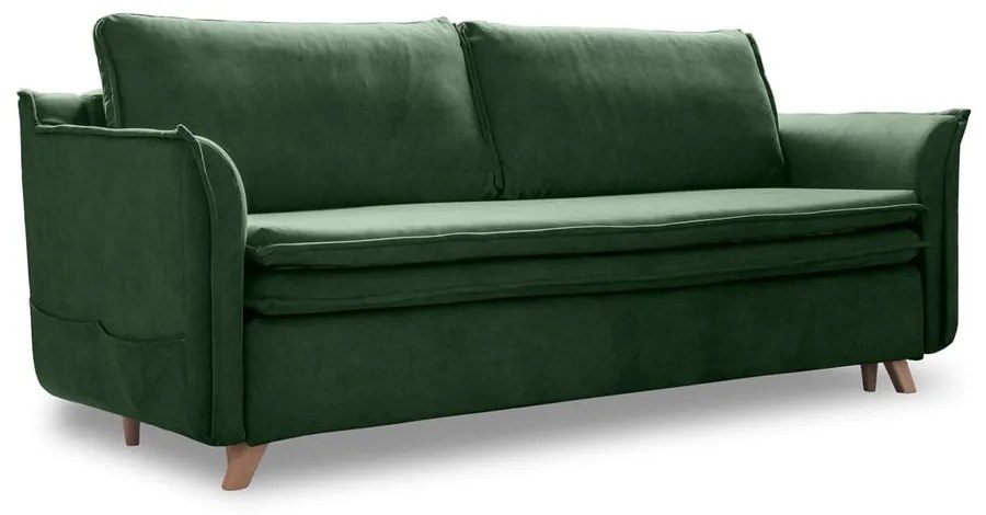 Zöld bársony kinyitható kanapé 225 cm Charming Charlie – Miuform