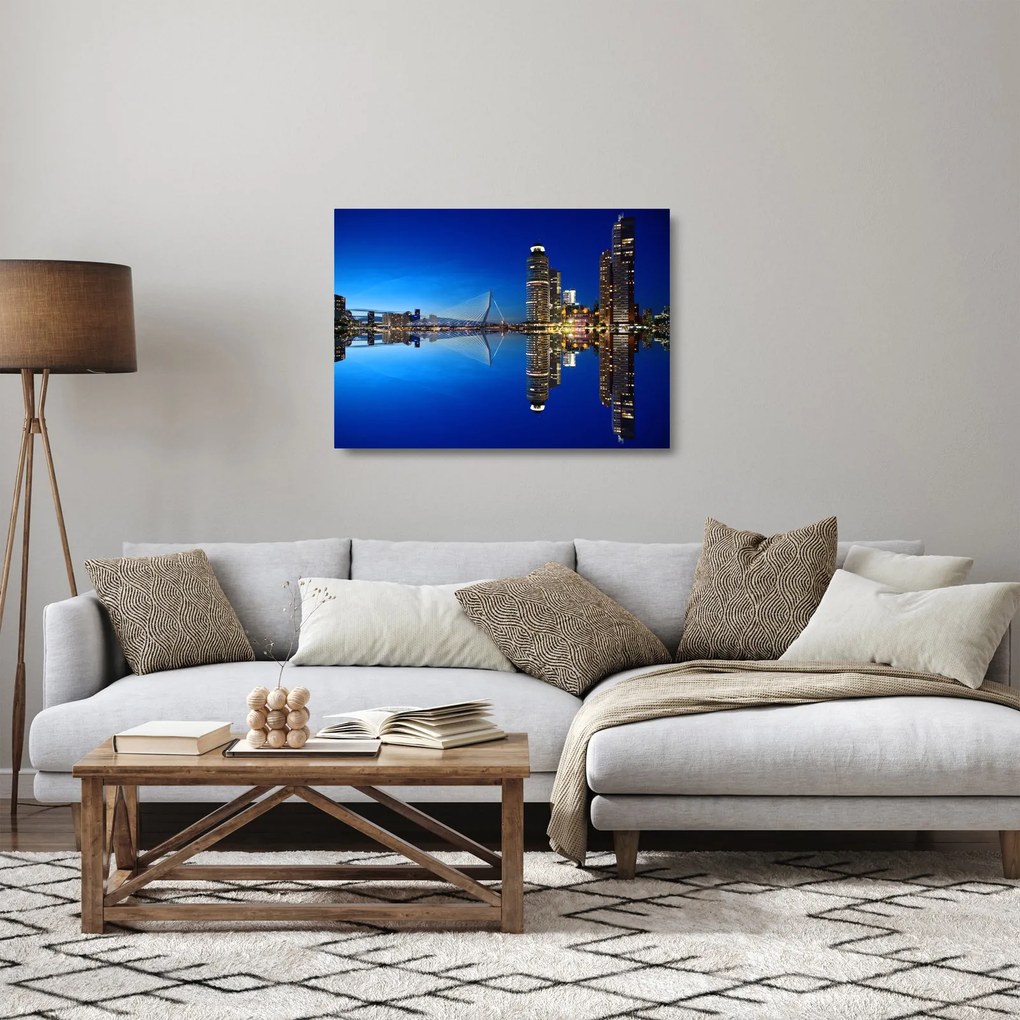 Kép - éjszaka Rotterdam (üvegen) (70x50 cm)