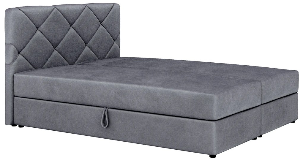 Franciaágy Boxspring 140x200 cm Karum (ágyráccsal és matraccal) (sötétszürke). 1007774
