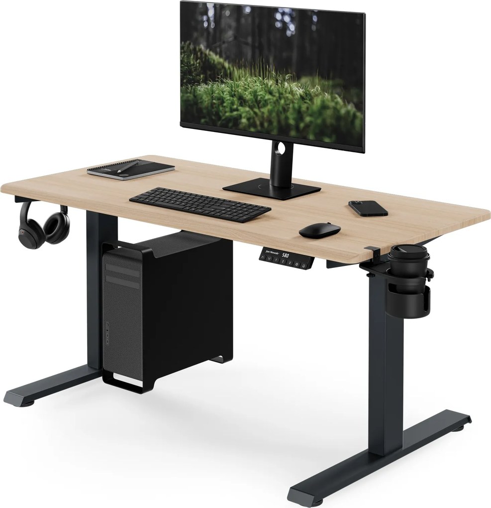Elektromos íróasztal magasságállítással ergonomikus antracit/sonoma tölgy,1200x600 mm: ARIA