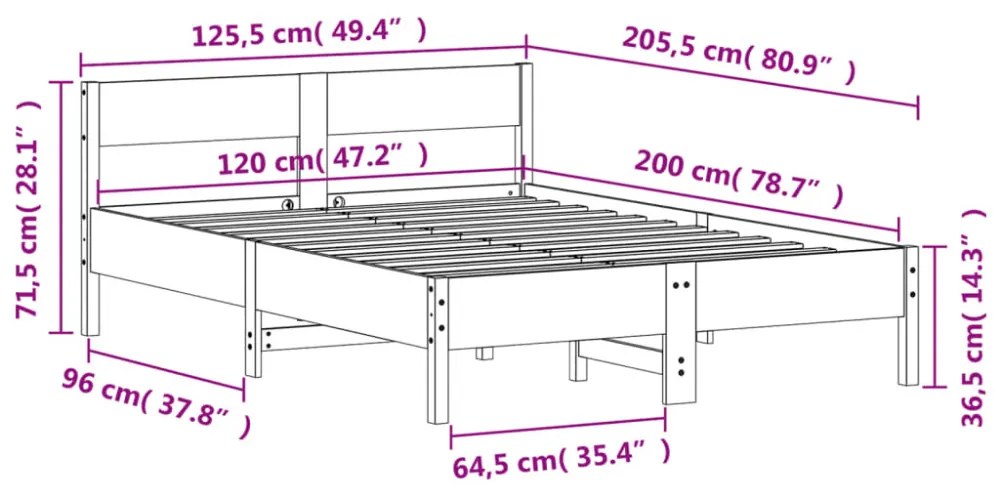 viaszbarna tömör fenyőfa ágy matrac nélkül 120 x 200 cm