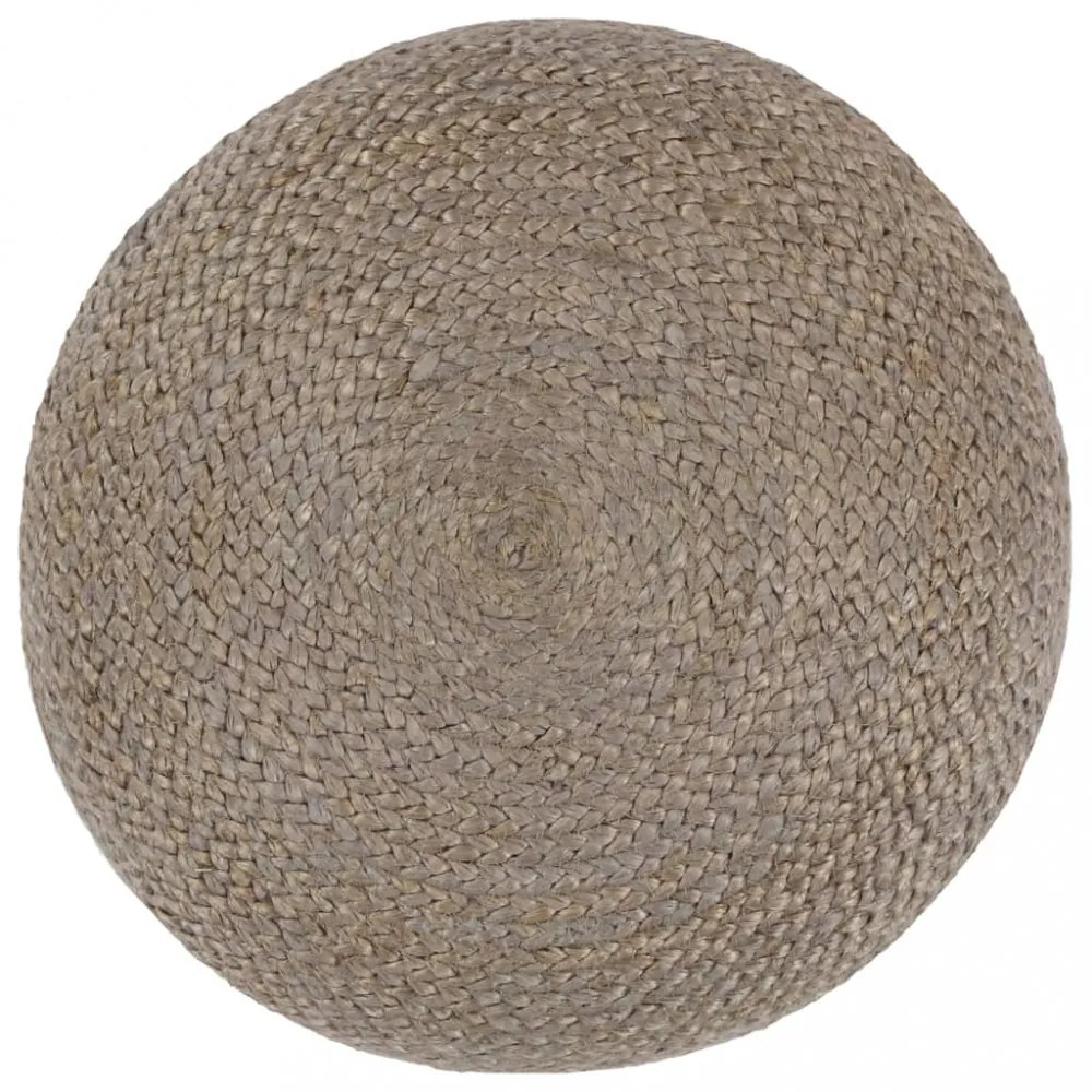 kézzel készült világosszürke juta puff 45 x 30 cm