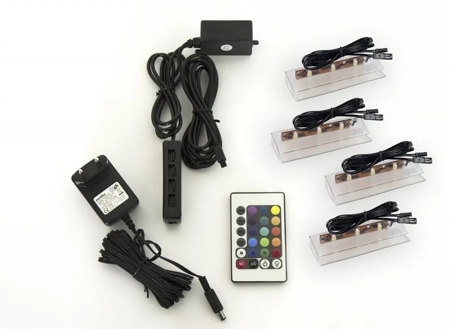 Rejtett LED világítás nappali bútorokhoz 4 led + 2 négyzet alakú hideg fehér - C63, C66, S55