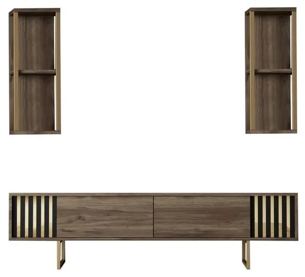 TV szekrény Gold Line - Walnut, Black